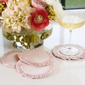 NEW ARTE ITALICA velvet coaster set in dusty pink